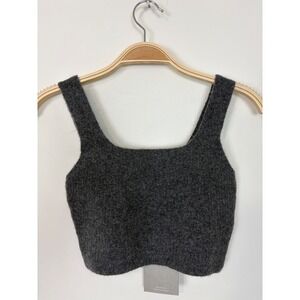 Everlane The Cozy Stretch Tank Top Cropped Wool Yak Blend Heathered Charcoal XS